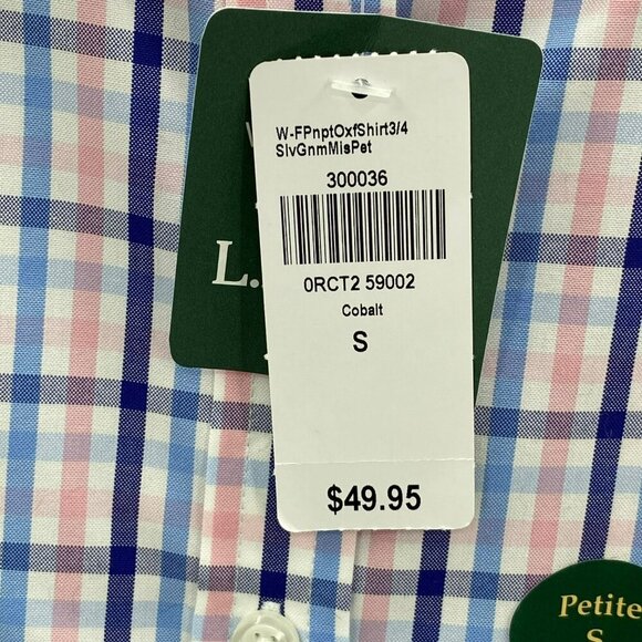 L.L. Bean 3/4 Sleeve Pink/Blue Button Up Shirt Women's Size Petite S - Picture 3 of 8